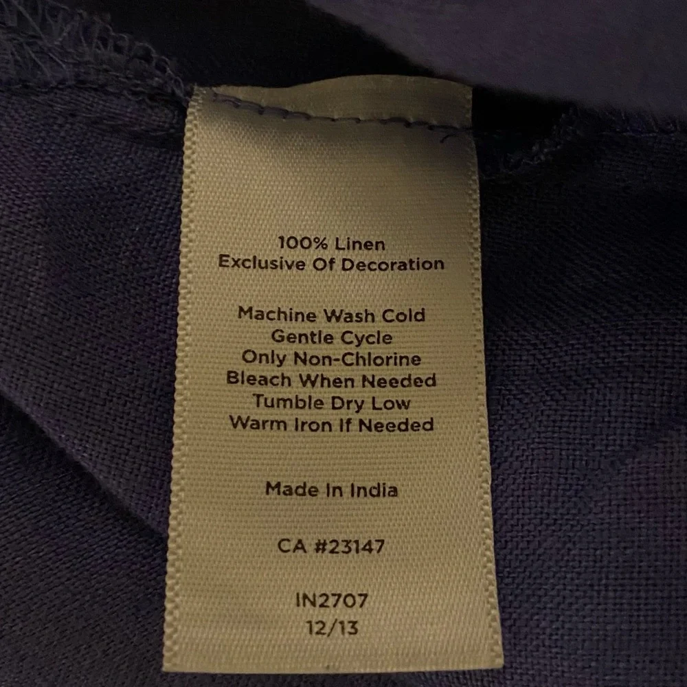Talbots blouse womens 1X embroidered 100% linen Purple Top summer resort elegant - Picture 8 of 8
